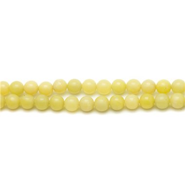 Fil 39cm 46pc env - Perles de Pierre - Jade jaune citron Boules 8mm
