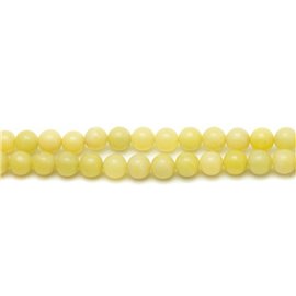 Fil 39cm 46pc env - Perles de Pierre - Jade jaune citron Boules 8mm