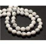 Fil 39cm 62pc environ - Perles Pierre - Howlite Boules Facettées 6mm blanc gris