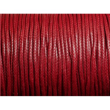 Bobine 90 mètres - Fil Cordon Coton Ciré 1.5mm Rouge Bordeaux 