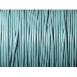 1 Rol 90 meter - Gewaxt katoenen koord 1,5 mm Turquoise Blauw 