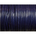 1 Bobine 90 mètres - Fil Cordon Coton Ciré 1.5mm Bleu Marine 