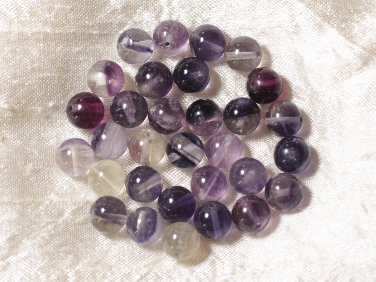 Fil 39cm 46pc env - Perles de Pierre - Fluorite Boules 8mm 