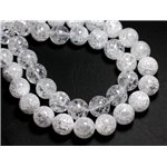 Fil 39cm 37pc env - Perles de Pierre - Cristal de Roche Quartz Craquelé Boules 10mm Fil 39cm 37pc env - Perles de Pierre - Cristal de Roche Quartz Craquelé Boules 10mm