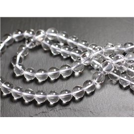 Fil 39cm 63pc environ - Perles Pierre - Cristal de Roche Quartz Boules 6mm blanc transparent