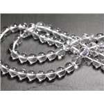 Fil 39cm 63pc environ - Perles Pierre - Cristal de Roche Quartz Boules 6mm blanc transparent