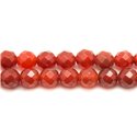 1 Fil 39cm Perles de Pierre - Cornaline Boules Facettées 10mm 