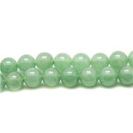 Filo 39 cm circa 63 pz - Perline di pietra - Palline di avventurina verde 6 mm 