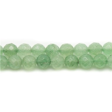 Fil 39cm 62pc env - Perles de Pierre - Aventurine Verte Boules Facettées 6mm 