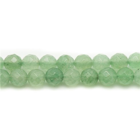 Fil 39cm 62pc env - Perles de Pierre - Aventurine Verte Boules Facettées 6mm 