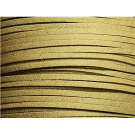 1 bobina da 90 metri - cordino in pelle scamosciata 3x1,5 mm giallo beige 