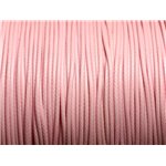 Bobine 90 mètres env - Fil Corde Cordon Coton Ciré 1mm Rose clair Pastel