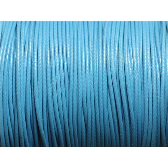 Bobine 90 mètres env - Fil Corde Cordon Coton Ciré 1mm Bleu Turquoise Azur