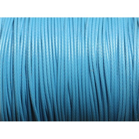 Bobine 90 mètres env - Fil Corde Cordon Coton Ciré 1mm Bleu Turquoise Azur