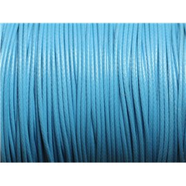 Bobina de 90 metros - Cordón de algodón encerado 1 mm Hilo azul turquesa 