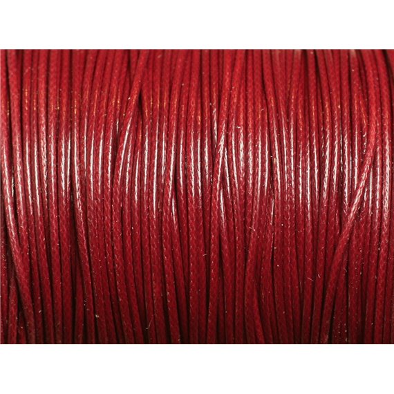 Bobine 90 mètres env - Fil Corde Cordon Coton Ciré 1mm Rouge Bordeaux