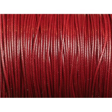 1 Bobine 90 mètres - Fil Cordon Coton Ciré 1mm Rouge Bordeaux 