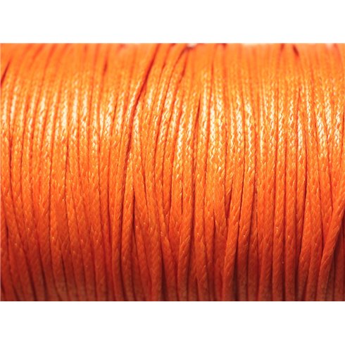 1 Bobine 90 mètres - Fil Cordon Coton Ciré 1mm Orange 