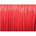 1 Bobine 90 mètres - Fil Cordon Coton Ciré 1mm Rouge 