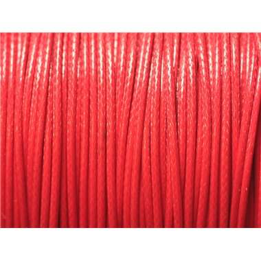 Bobine 90 mètres env - Fil Corde Cordon Coton Ciré 1mm Rouge Cerise Vif