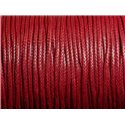 Bobine 90 mètres - Fil Cordon Coton Ciré 2mm Rouge Bordeaux 