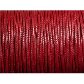 Bobine 90 mètres - Fil Cordon Coton Ciré 2mm Rouge Bordeaux 