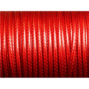 Bobine 45 mètres - Fil Cordon Coton Ciré 3mm Rouge 