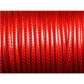 Bobine 45 mètres - Fil Cordon Coton Ciré 3mm Rouge 