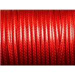 Bobine 38 metres env - Fil Corde Cordon Coton Ciré 3mm Rouge Cerise