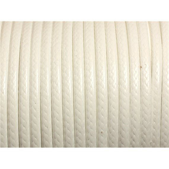 Bobine 38 metres env - Fil Corde Cordon Coton Ciré 3mm Blanc