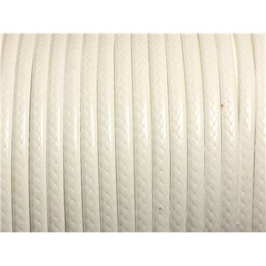 Bobine 38 metres env - Fil Corde Cordon Coton Ciré 3mm Blanc