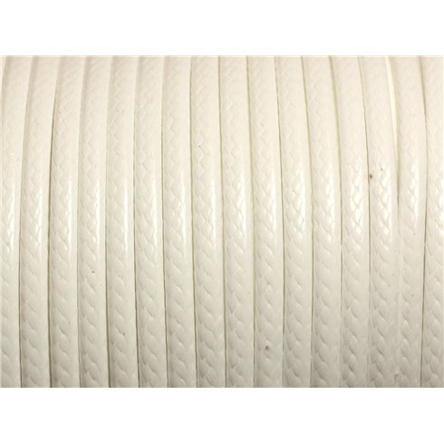 Bobine 45 mètres - Fil Cordon Coton Ciré 3mm Blanc 