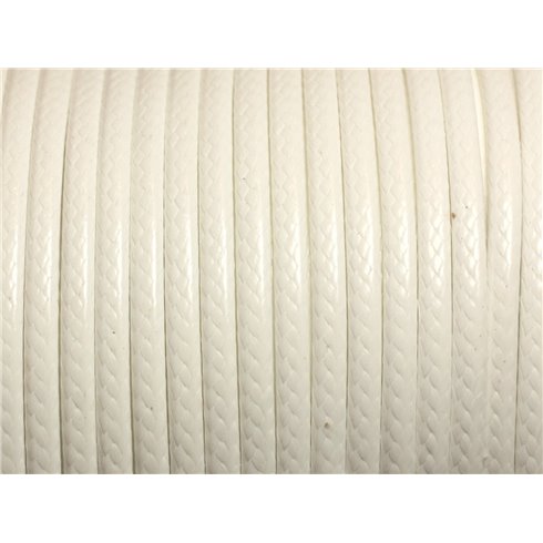 Bobine 38 metres env - Fil Corde Cordon Coton Ciré 3mm Blanc