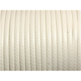 Bobine 45 mètres - Fil Cordon Coton Ciré 3mm Blanc 