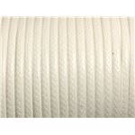 Bobine 45 mètres - Fil Cordon Coton Ciré 3mm Blanc 