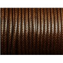 Bobine 38 metres env - Fil Corde Cordon Coton Ciré 3mm Marron Café Chocolat