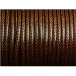 Bobine 38 metres env - Fil Corde Cordon Coton Ciré 3mm Marron Café Chocolat