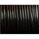 Bobine 38 metres env - Fil Corde Cordon Coton Ciré 3mm Noir