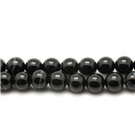 Fil 39cm 46pc env - Perles de Pierre - Agate Boules 8mm noir blanc