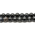 Fil 39cm 36pc env - Perles de Pierre - Agate Noire Boules 10mm 
