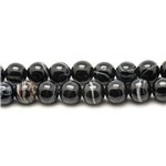 Fil 39cm 36pc env - Perles de Pierre - Agate Noire Boules 10mm 