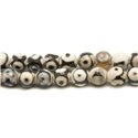 Fil 39cm 46pc env - Perles de Pierre - Agate Oeil Blanche et Noire Boules Facettées 8mm 