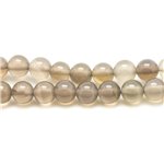 Fil 39cm 63pc env - Perles de Pierre - Agate Grise Boules 6mm 