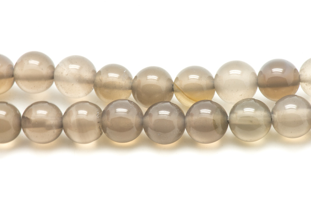 Fil 39cm 63pc env - Perles de Pierre - Agate Grise Boules 6mm 