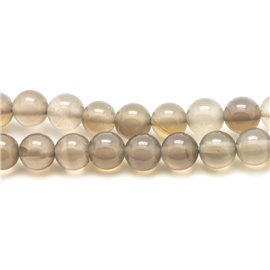 1 filo 39 cm di perle di pietra - palline di agata grigia 10 mm 