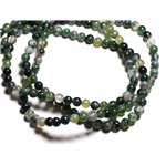 Fil 39cm 62pc env - Perles Pierre - Agate Mousse Boules 6mm Vert