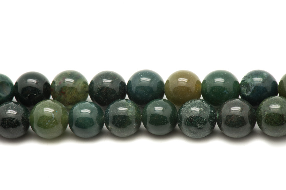 Fil 39cm 46pc env - Perles de Pierre - Agate Mousse Boules 8mm 
