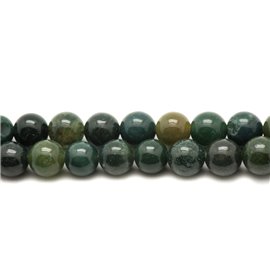 Thread 39cm 31pc approx - Stone Beads - Moss Agate Balls 12mm 