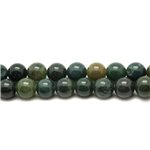 Fil 39cm 31pc env - Perles de Pierre - Agate Mousse Boules 12mm 