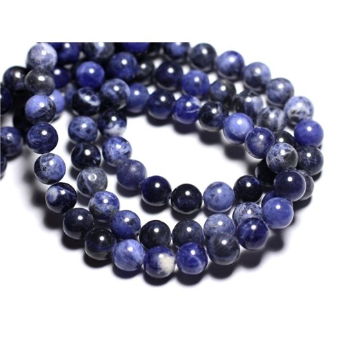 Fil 39cm 46pc env - Perles de Pierre - Sodalite Boules 8mm 